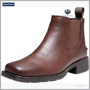 Men's Square Toe Chelsea Western Boots Slip On Ankle Casual Dress